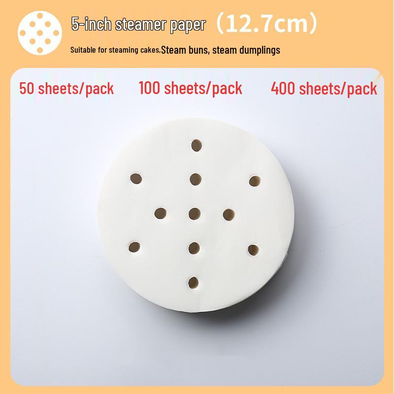 Non-stick Disposable Steamer Liner Paper for Xiaolongbao and Mantou with Perforated Bun Bottom