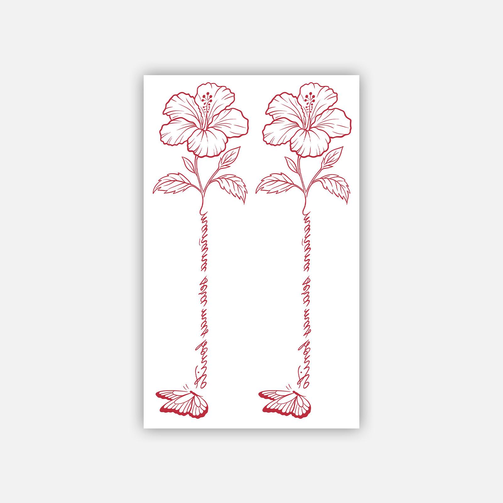 

Hibiscus Butterfly Combination Tattoo Sticker, Simulated Tattoo, Waterproof And Anti-Rubbing, Personalized Decorative Patch On The Back 11*18