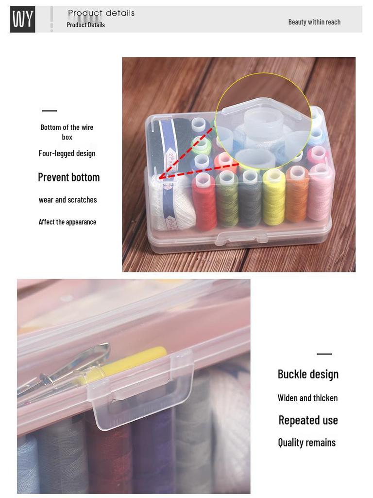 Portable Multicolor Needle & Thread Kit: Multifunctional Storage Box for Household Mending.