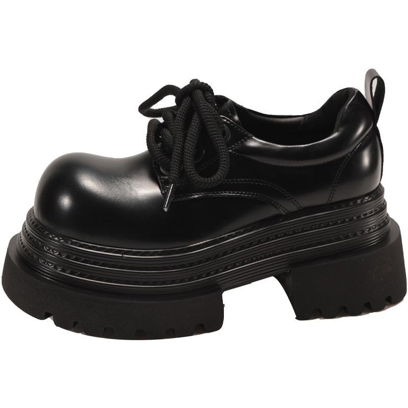 Big Head and Small Leather Shoes Women's Derby Shoes Spring New Small Muffin Thick Sole Heightening Single Shoes