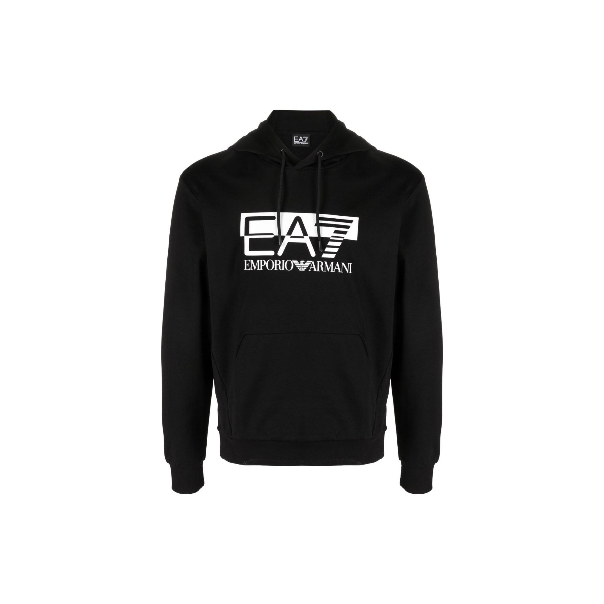 Emporio Armani FW23 EA7 Color Block Logo Printed Casual Hoodie Men hoodies Black 6RPM62-PJ05Z-0200 L