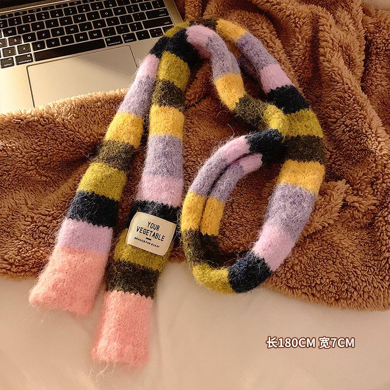 

Korean Style Knitted Scarf Women Winter Warm Scarves Solid Cashmere Design Thickened Shawl Soft Long Pashmina Neck 7x180cm
