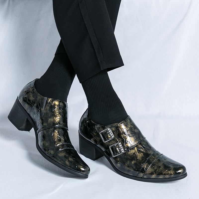 Fashion Men Italy Style High-heeled Fashion Casual Business Formal Leather Shoes Men Pointed Heightening Shoes Senior Casual Party Shoes