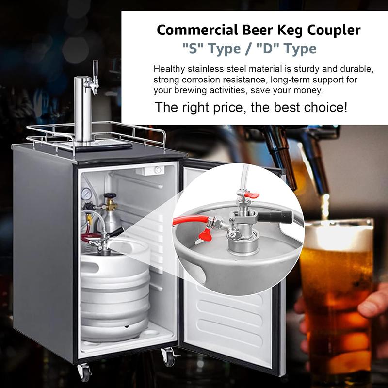 ELECQUEEN Professional Commercial Sankey Keg Couplers,"D" System/"S" System Brewing Keg Tap Coupler Beer Dispenser Bottling Head