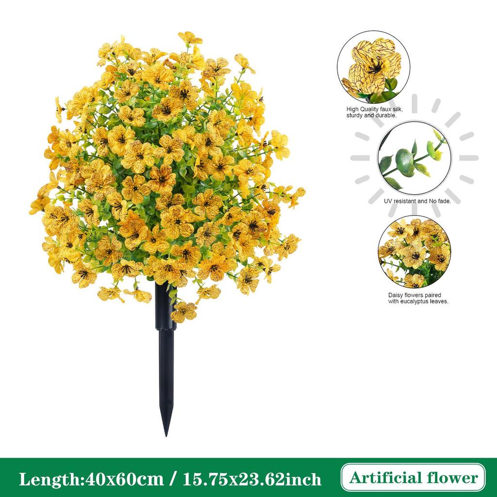 Violet Eucalyptus Garden Stake: Realistic Faux Flower Decoration with Ground Peg