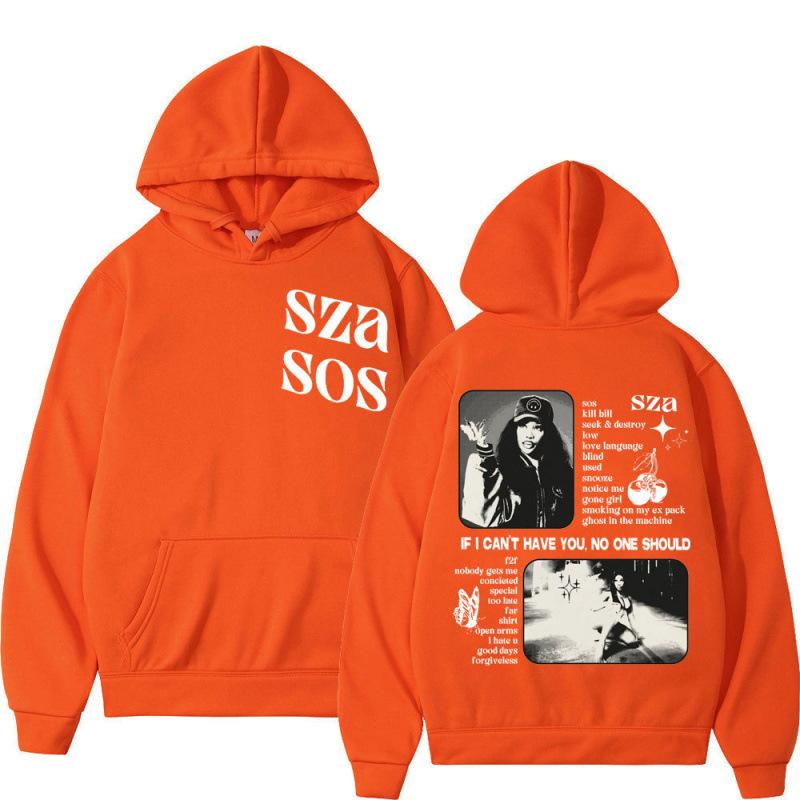 Autumn Winter Men Hooded Singer Sza Sos Print Ho