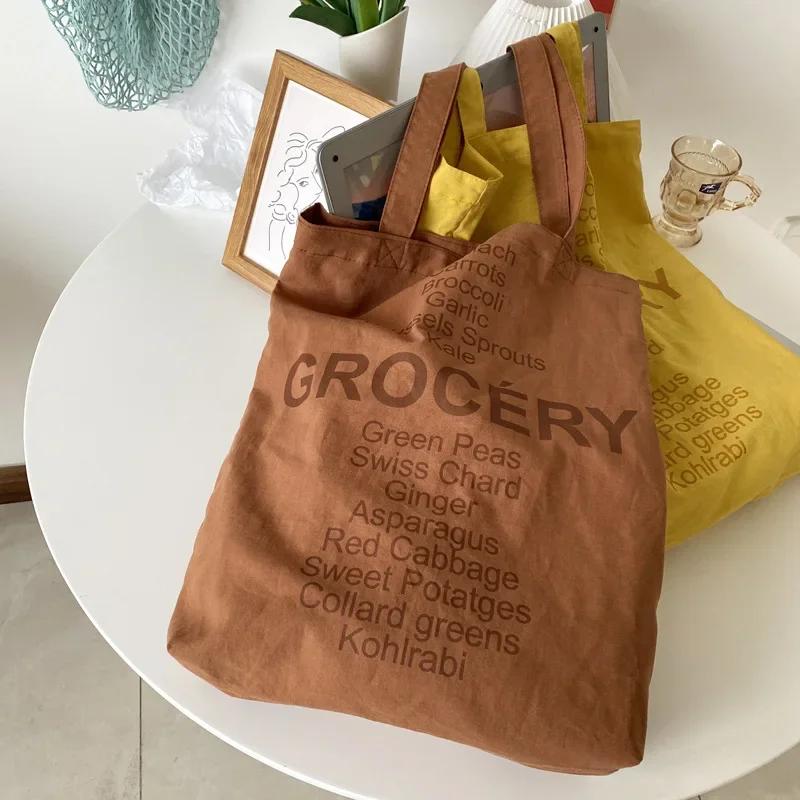 Pink Women Portable Canvas Shoulder Bag Student Girls Daily Casual Tote Handbags Large Capacity Ladies Reusable Shopping Bags