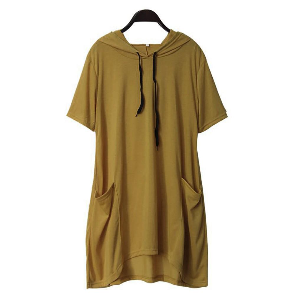 

Женская повседневная однотонная рубашка с капюшоном с кошачьими ушками и карманами с короткими рукавами XXL жёлтый