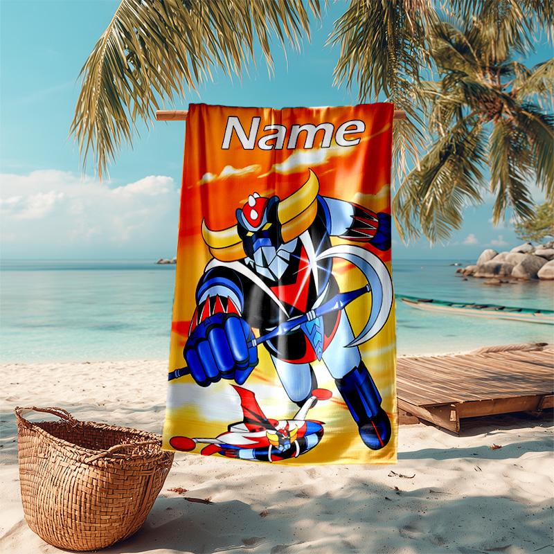 Personalized customized proof beach towel with UFO Robo Grendizer pattern - soft, absorbent,quick-drying,perfect swimming,camping&bathing