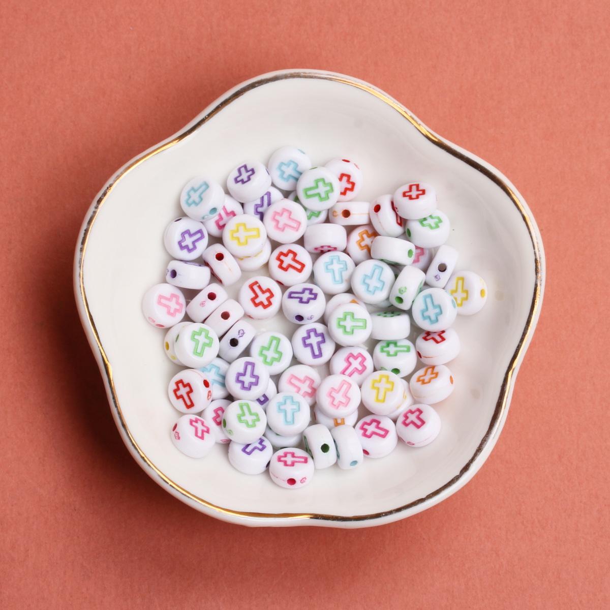 

Аксессуары ручной работы, брелок с крестообразным узором, цепочка для телефона, бусины ручной работы, изготовление ювелирных изделий, серьги, плоские круглые, 40 шт., ожерелье 6,5 мм, модная проставка