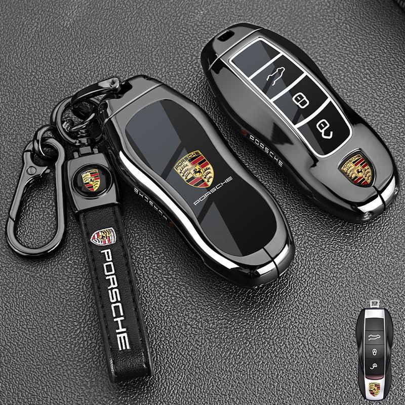 Metal Car Key Case Cover Holder Protection Key Bag For Porsche Panamera Carman Macann Bobst Cayenne 911 981 991 970 9969 Sticker