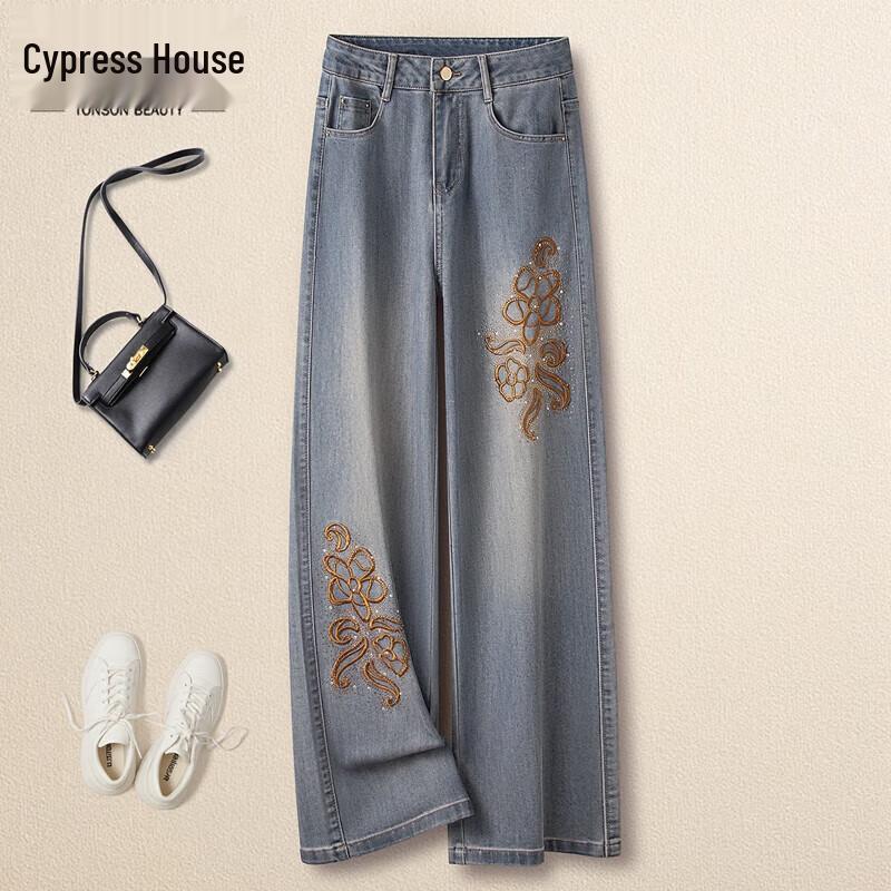 

Women s Drapey Slimming High-Waist Wide-Leg Washed Jeans M