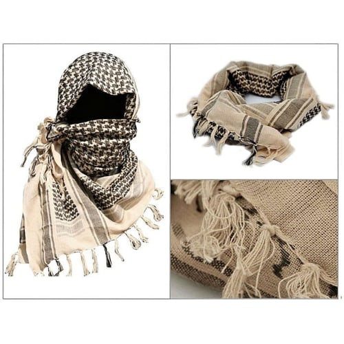 Afghan Stole, Shemagh, Neck Scarf, Face Mask, Airsoft Gear, 100% Cotton (Antique White)