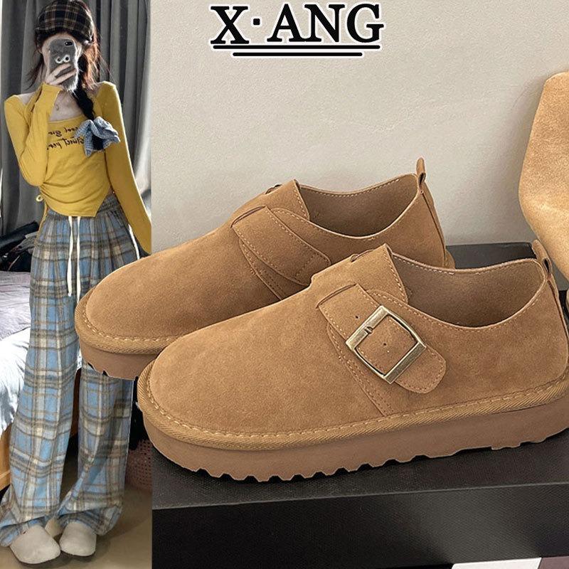 Leather all-inclusive children's early spring new Doudou one-pedal lazy single shoes women