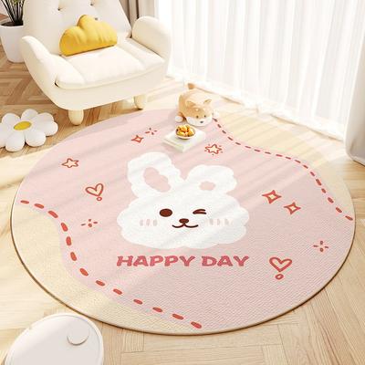 Sommerteppich Rund Cartoon Wohnzimmer Bodenmatte Kinderzimmer Creme Stil Dopamin Einfache Matte Heimdekoration