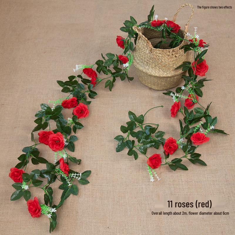 Artificial Rose Flower Vine for Indoor Decoration: Ceiling Hanging & Living Room Decor
