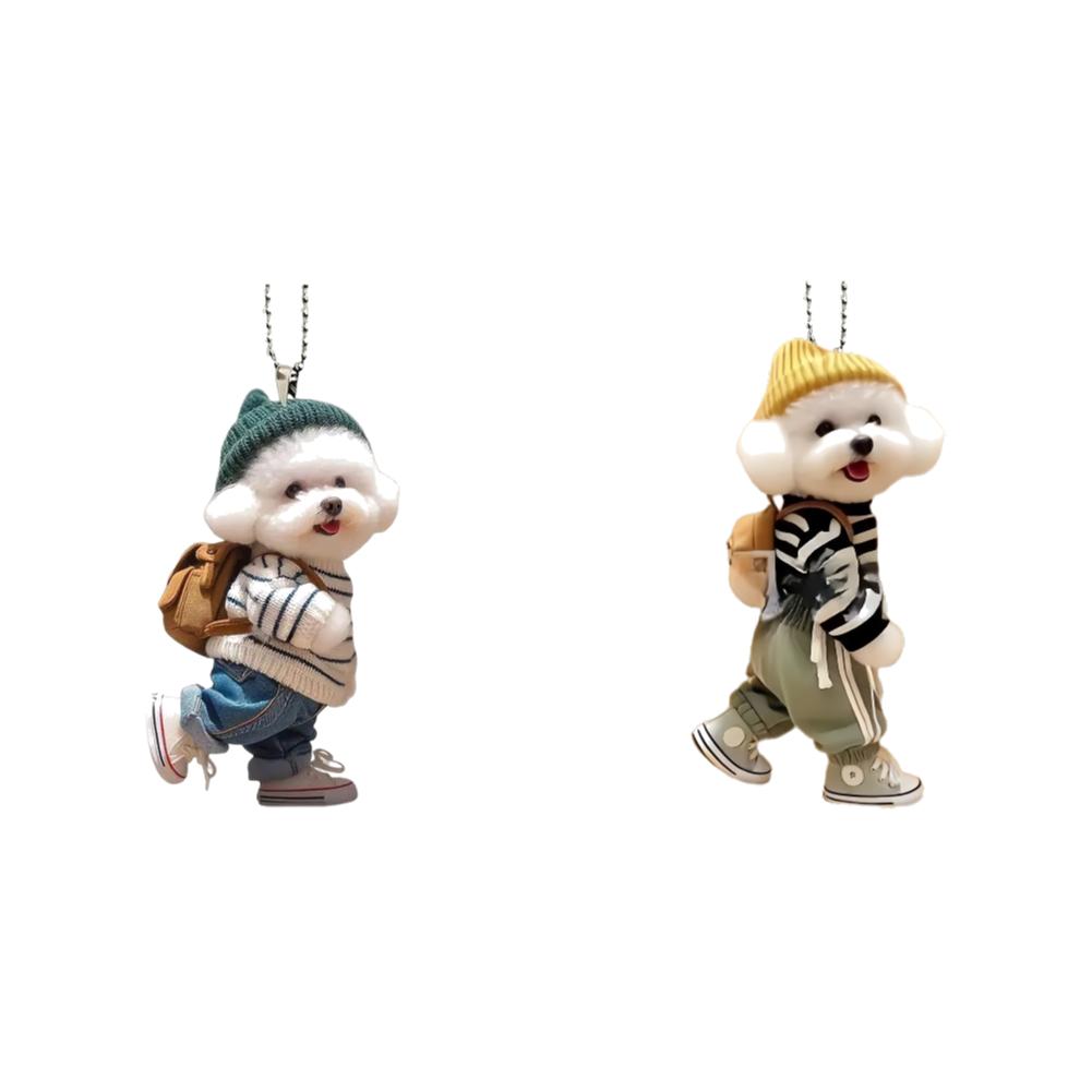 5-1PCS Acrylic 2D Creative Car Hanging Decor Realistic Animal Car Rearview Mirror Pendant Car Auto Interior Decoration