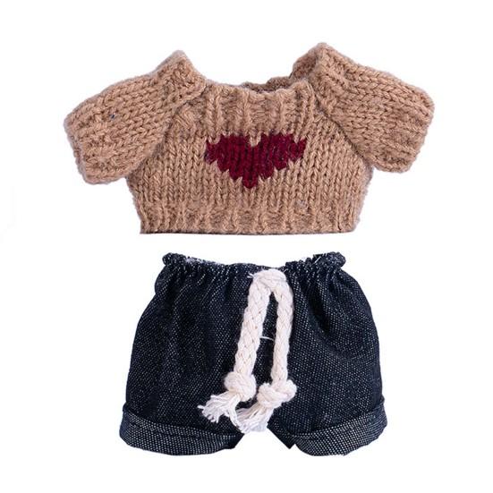 Doll Clothes Set Jeans & Knitted Sweater Baby Outfit for 15cm Dolls Trendy Doll Outfit Collection for Doll Collectors