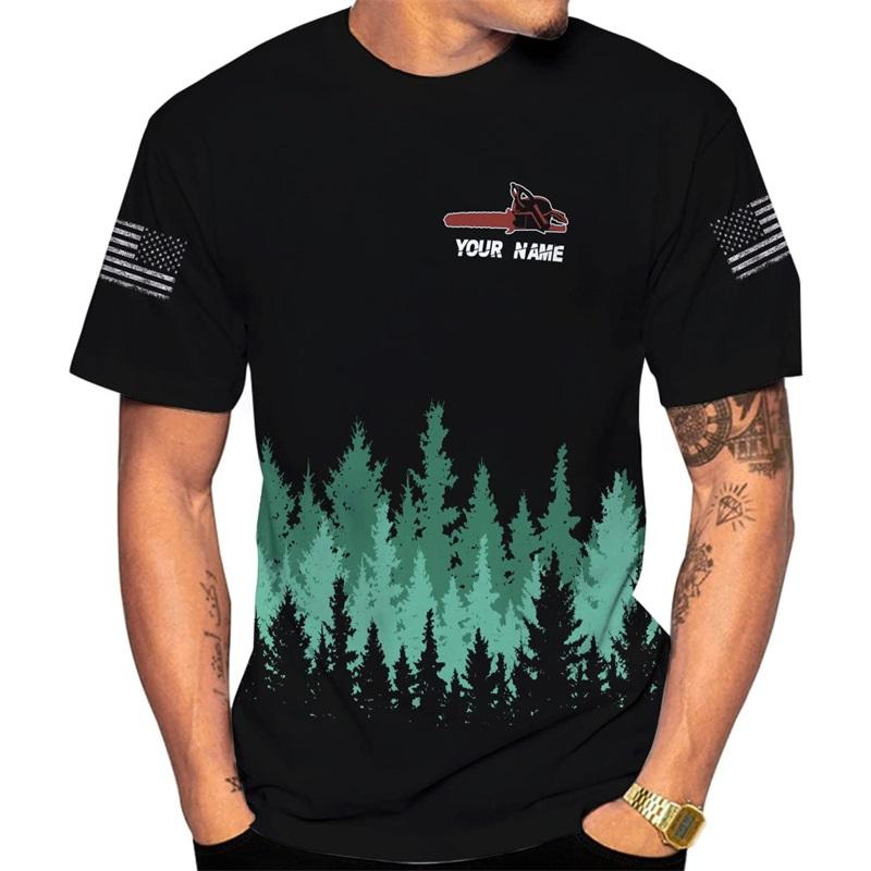 Personalisiertes Namens-3D-Druck-Baumpfleger-T-Shirt für Männer Holzfäller Kurzarm-Arbeitsshirts Cosplay Baumkletterer Holzfällerhemden