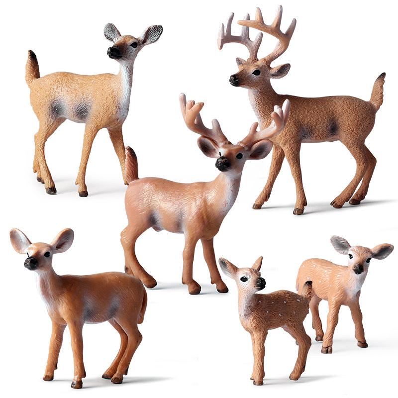 Realistic Animal Models: White Fox, White-tailed Deer, Arctic Fox Children's Gift Toys