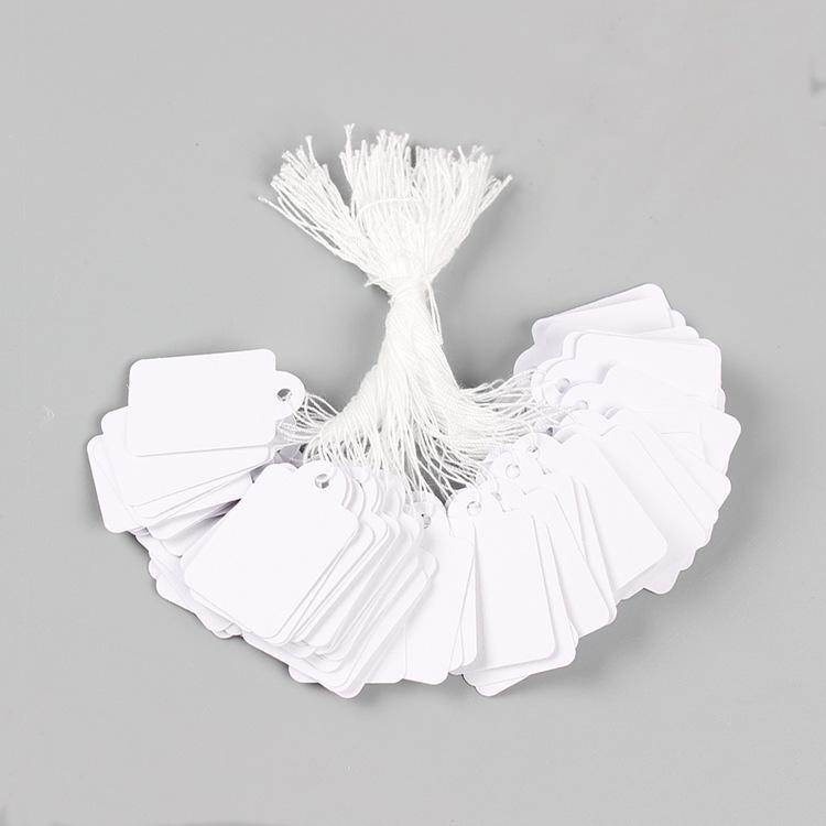 500-Pack Jewelry Paper Cards: Blank Cotton Thread Hang Tags for Handwriting and Pricing