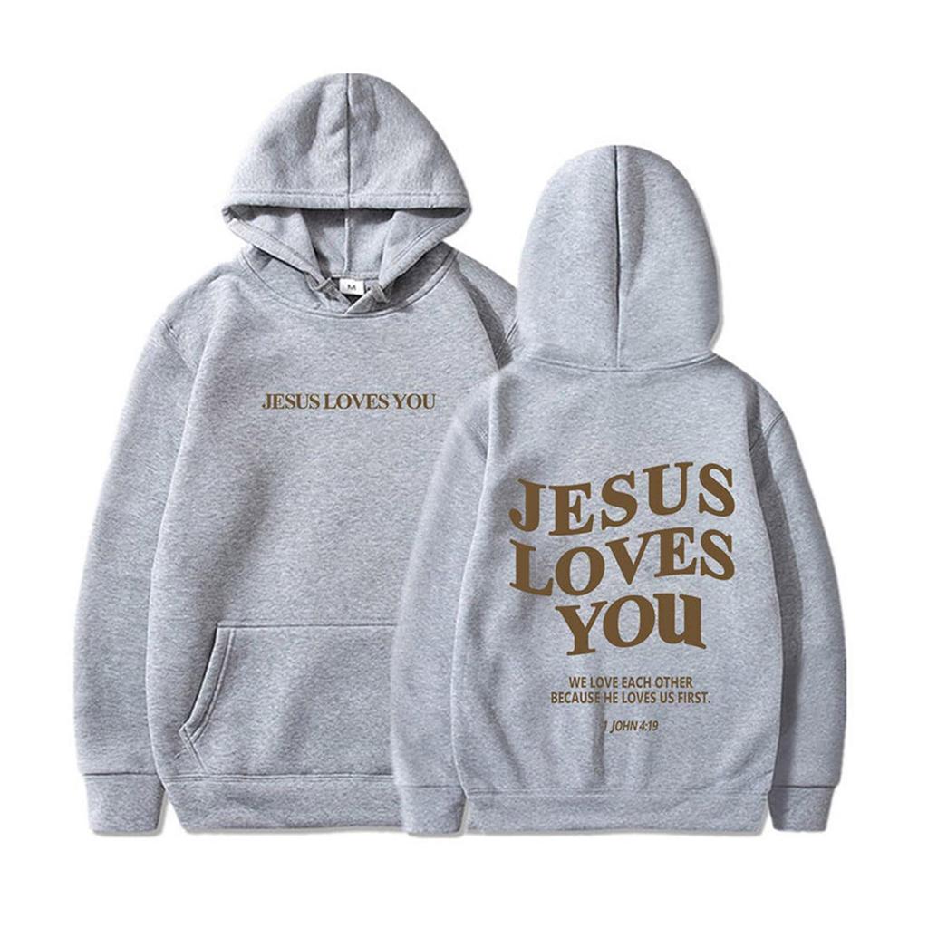 Jesus Loves You Oversized Grafická Mikina Ženy Hip Hop Vintage mikiny s kapucí Pulovry pro ženy Trendy estetický top