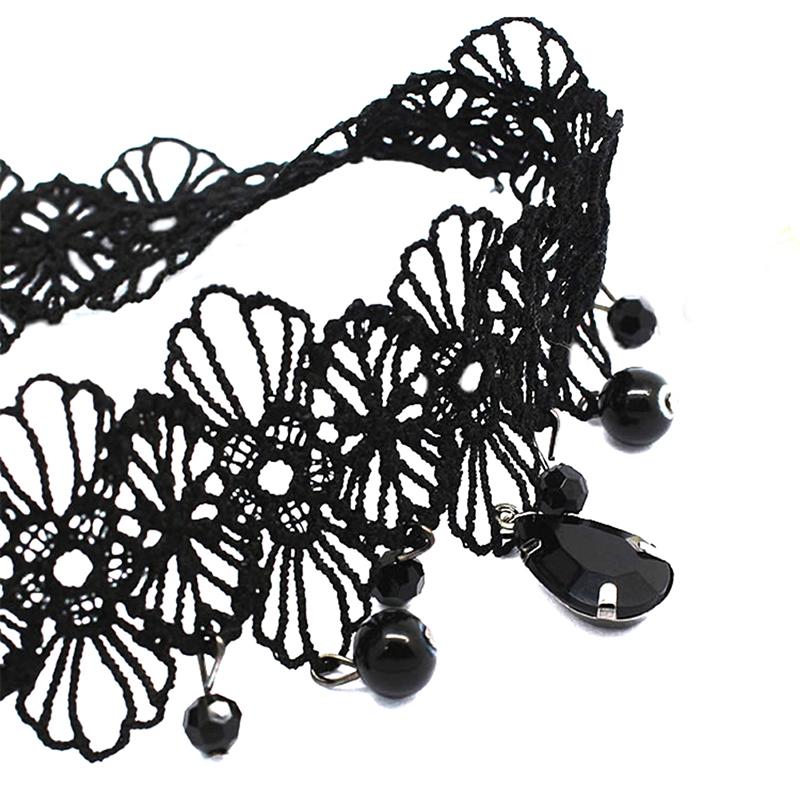 Vintage Gothic Lace Choker For Women Black Pendant Charm Choker Necklace