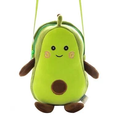 Cute Avocado Plush Toy Cartoon Soft Fruit Creative Shoulder Bag For Kids Girls Gift