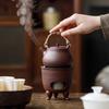 Guanlan Retro Chinese Coarse Pottery Tea Stove Set with Handle for Outdoor Camping
