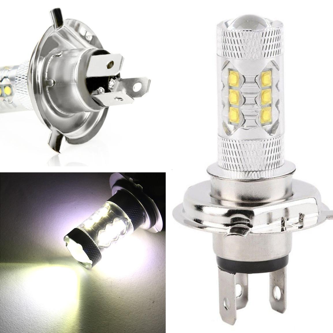 

1x80W H4 Motorcycle Headlight Hi/Lo Beam Front Light Bulb LED White 6000K 1500LM