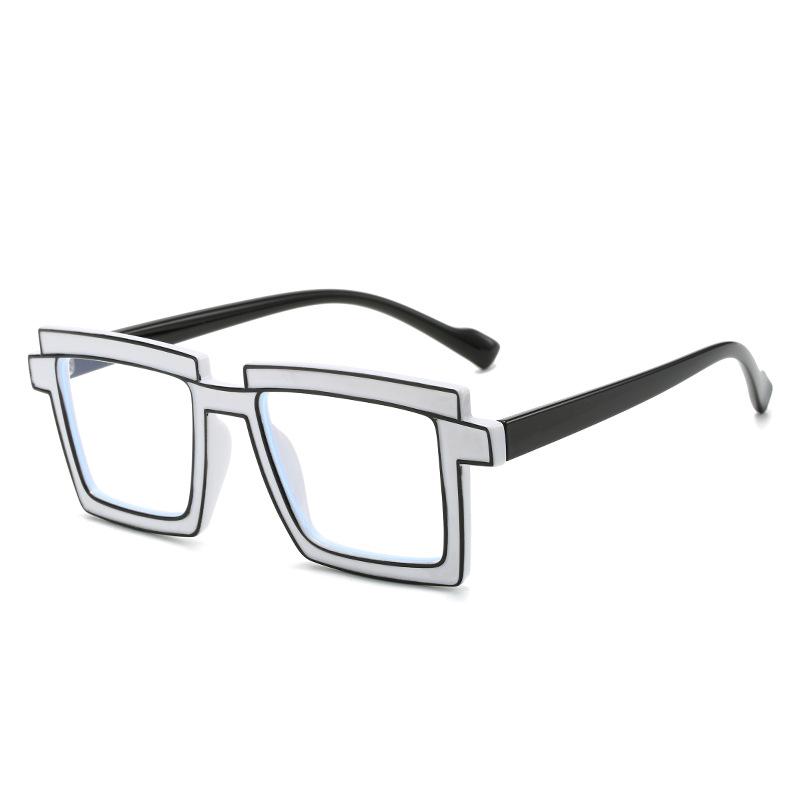 Two Dimensional Flat Lens Ins Square Anti-blue Glasses Frame Personality Trend Glasses