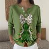 Women's Fashion Long Sleeve Christmas Snowflake Print Top Elegant Casual Top