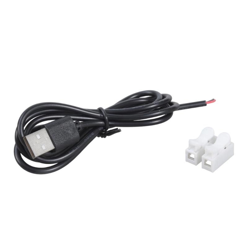

5V USB Charging Cable with Spring Terminal Connectors Easy Installation for Fan Lamp Toys 5A Current 100cm/180cm Length