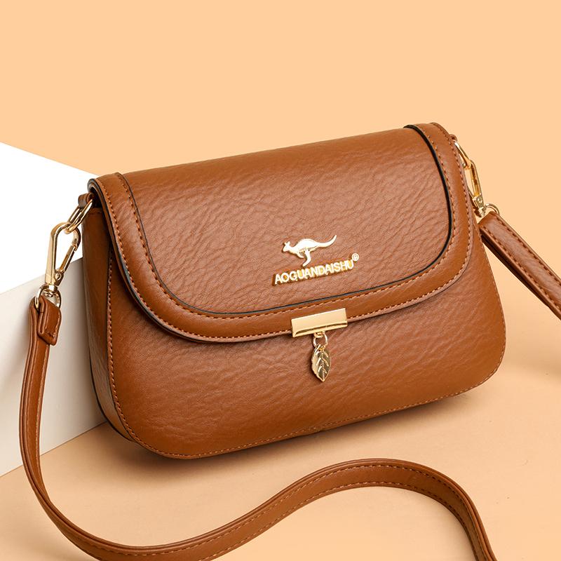 

Женская минималистская сумка через плечо с логотипом кенгуру, легкая сумка через плечо из ПУ со съемным ремешком на молнии для повседневного использования