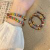 Dopamine Color Ceramic Beaded Bracelet Women's Niche Design Bohemian Bracelet Temperament Elastic Stacked Wear Jewelry
