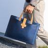 A4 Double Layer Leather Document Briefcase with Custom Logo