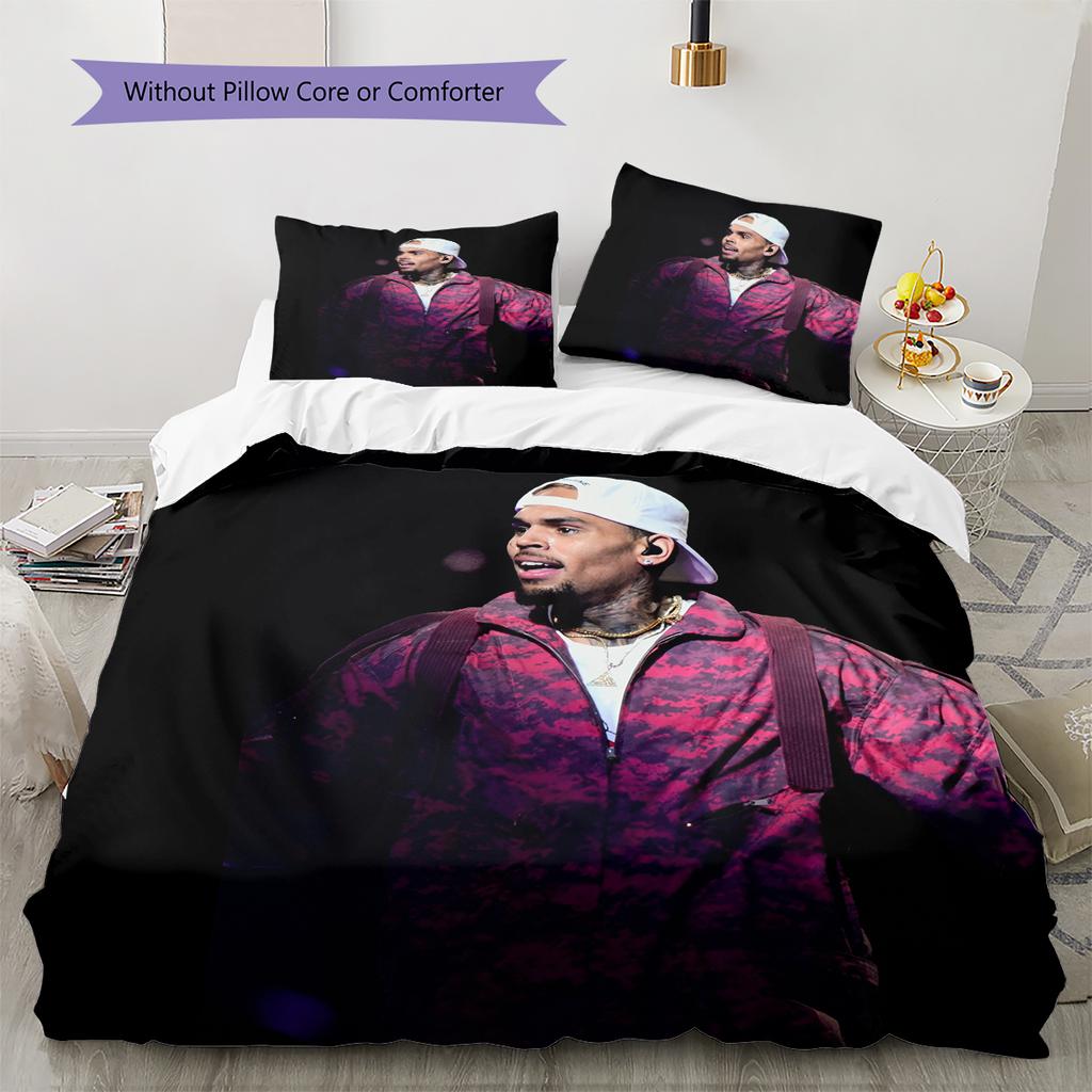 Chris Brown Pattern Bedding Home Decoration Birthday Gift (1 * duvet cover + 2 * pillowcase, without core)