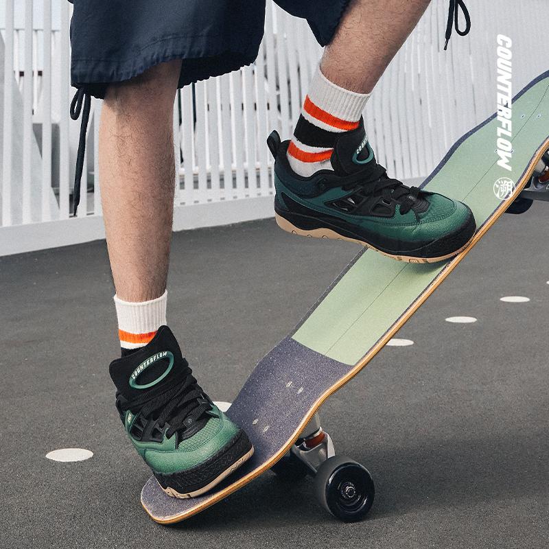 Baskets basses antidérapantes absorbant les chocs Li Ning Série CF Su Yu 3 SS pour homme Noir Vert AGLU063-2