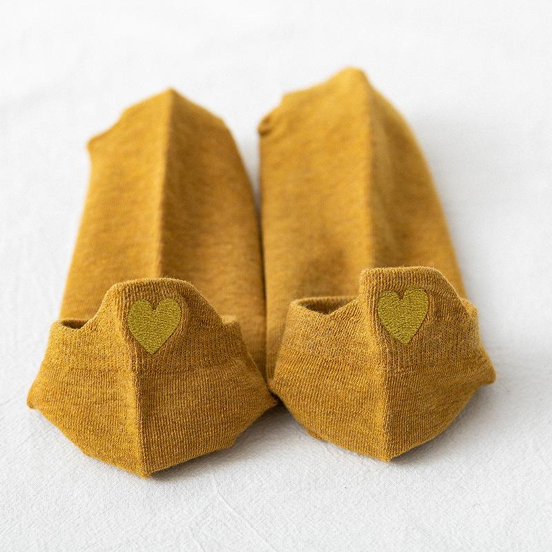 

Короткие носки до щиколотки для девочек, дышащие хлопковые носки ярких цветов с милой мультяшной вышивкой One size жёлтый