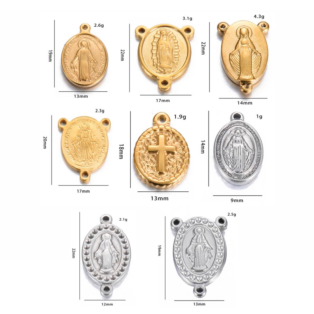 5pcs/lot Fashion Catholic Christian Virgin Mary Stainless Steel Jesus Charm For Jewelry Connectors Making Religious Accessories
