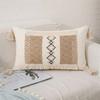 Tassels Throw Pillow Cover with Geometric Woven Texture, Neutral Farmhouse Cushion Cover for Living Room Bed Accent Decors