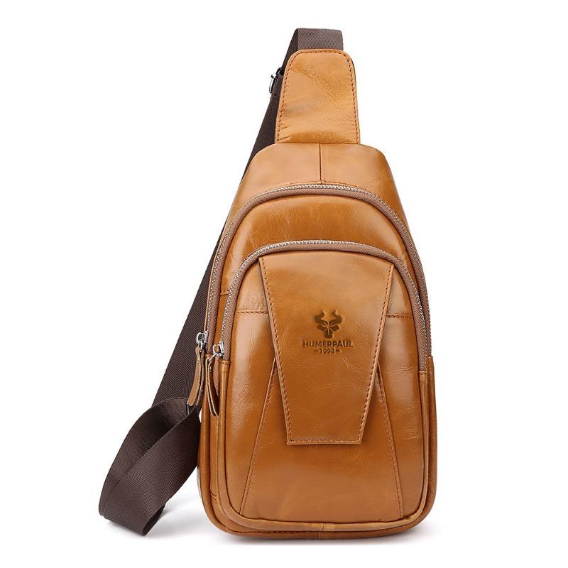 Férfi egyvállas kontyfelső réteg marhabőr crossbody táska férfi bőr férfi ingázó mellkastáska