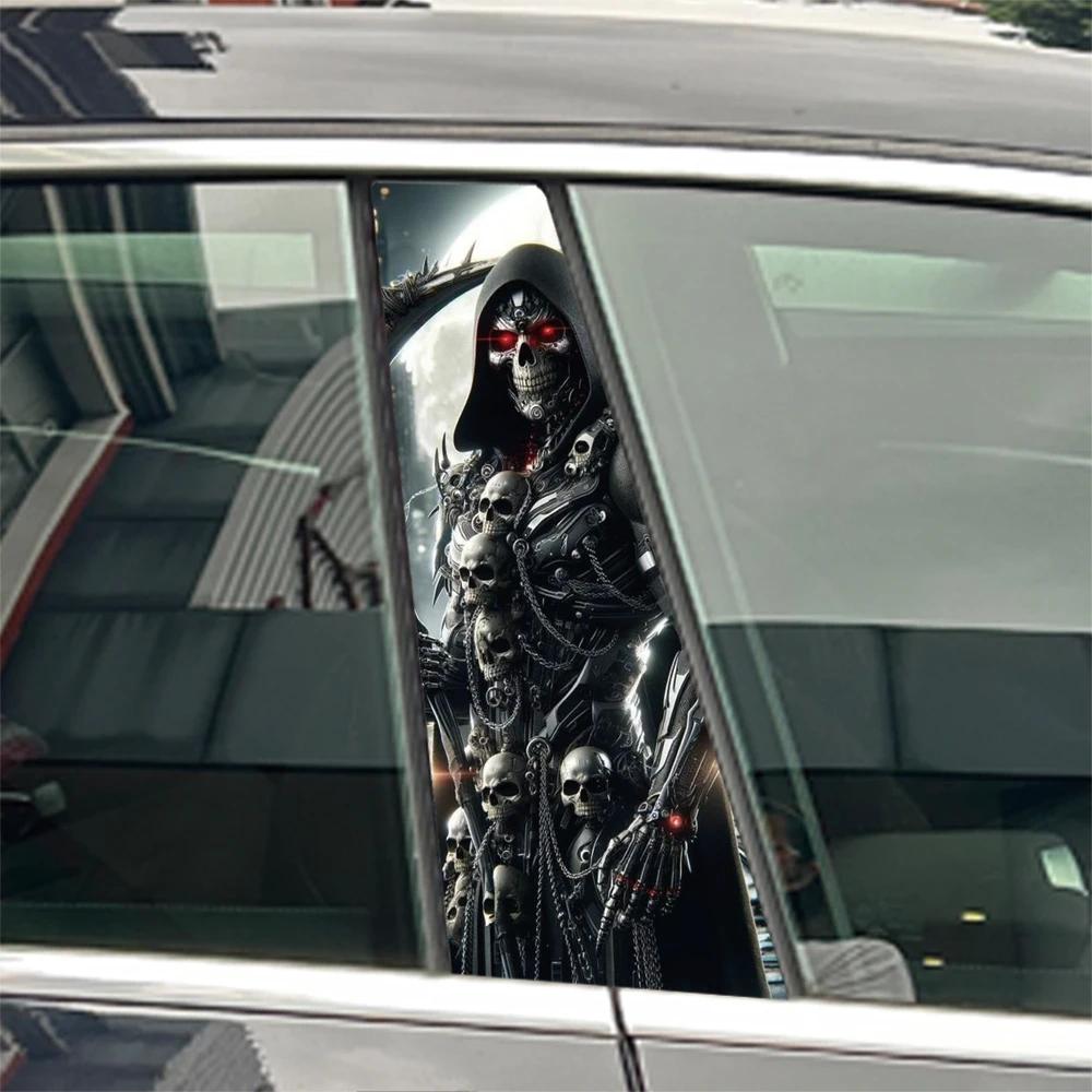 Devil Skeleton Samurai Skull Head Car B Pillar Sticker Waterproof Center Column Cover Scratches Sunscreen Car Accessories