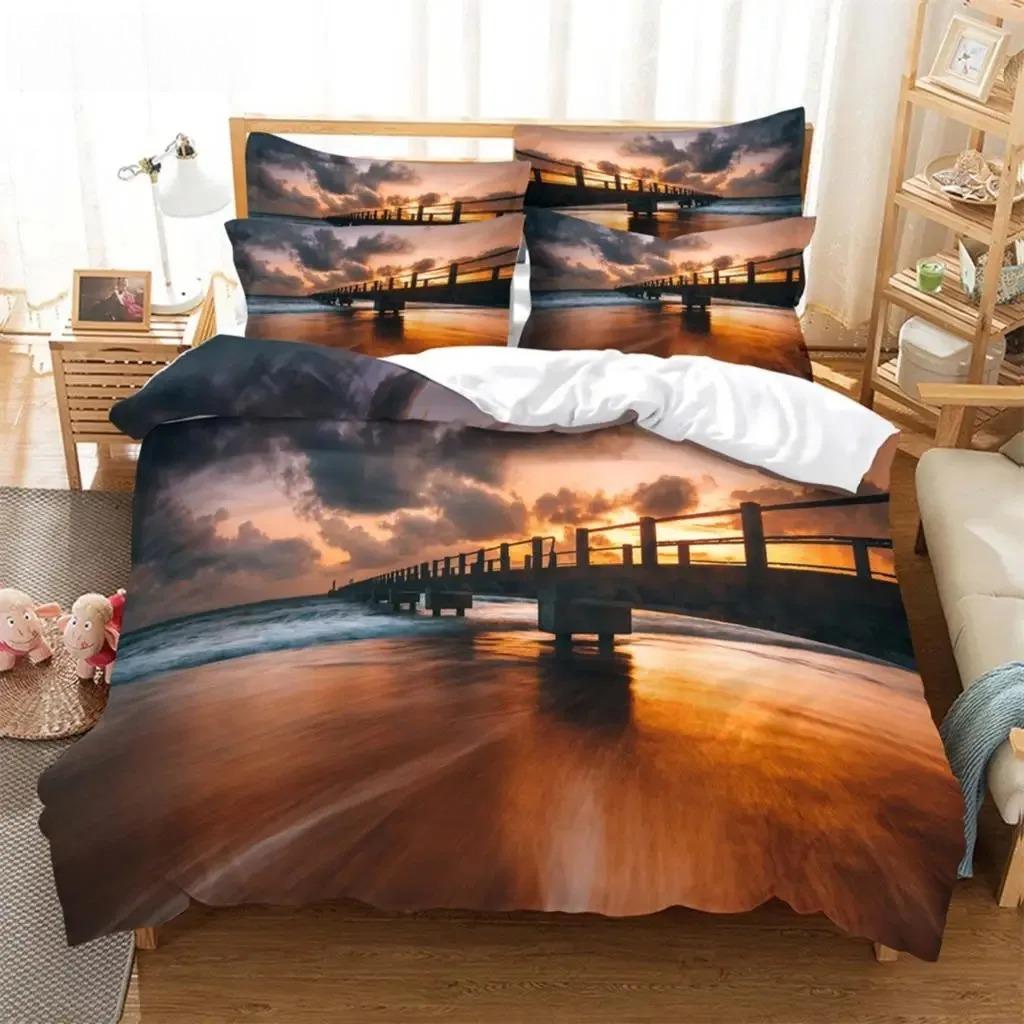 Bridge 3D Digital Bedding Sets Home Bedclothes Super King Cover Pillowcase Comforter Textiles Bedding Set Bed Cover Set