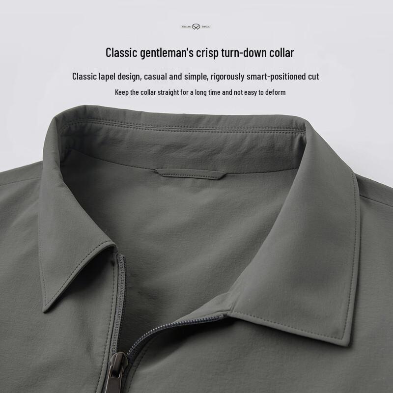 Shanshan Men's Spring/Summer Thin Wrinkle-Textured Polo Collar Jacket