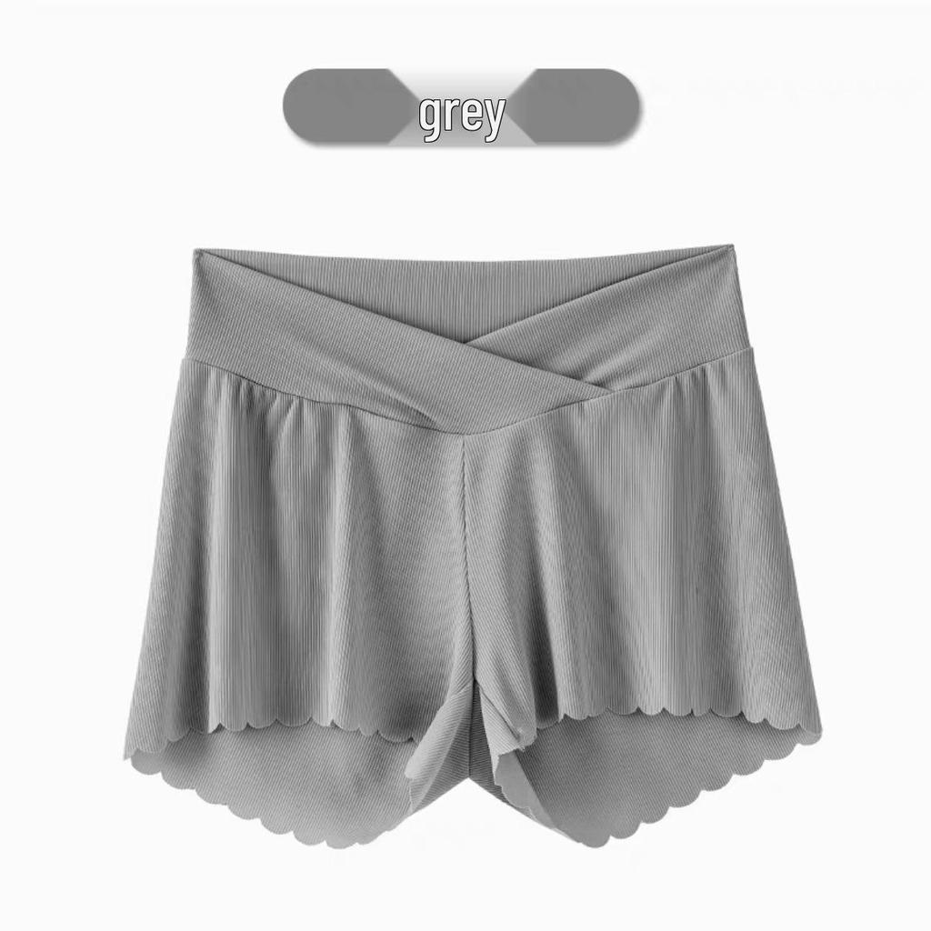 Maternity Ice Silk Leggings: Summer Anti-Exposure Belly Support Shorts