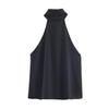 European Style Bow Decor Halter Neck Women's Top, 2025 Fashion 2180105