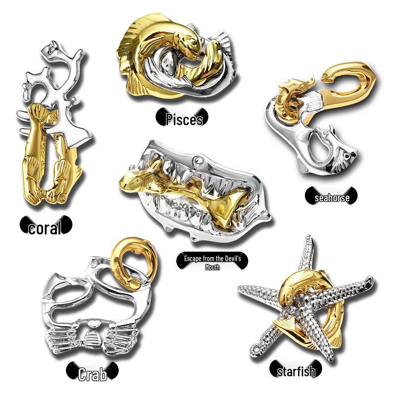 Children's Educational Metal Puzzle Set: Luban Lock, Nine Rings, and Kongming Lock Disentanglement Toys