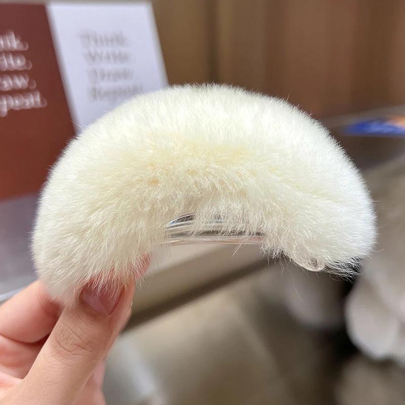 10.5cm Rex Rabbit Hair Hairpin Black Ponytail Hair Clips Girls Cute Plush Hair Clips Hairpin Fashion Women Hair Accessories