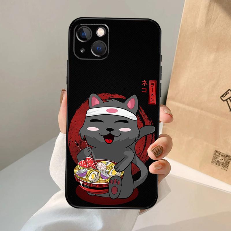 

Ramen Cat Japanese Art Phone Case For iPhone 17 Air 16 15 14 13 12 11 Pro Max 12 13 mini 15 16 Plus 16e Cover Coque iPhone 13 Pro